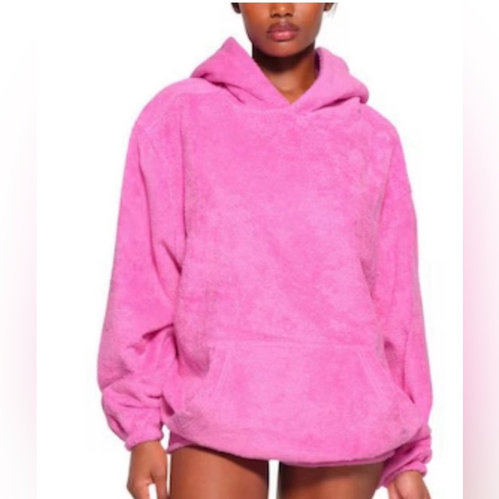 Skims Cozy Pink Fleece Hoodie